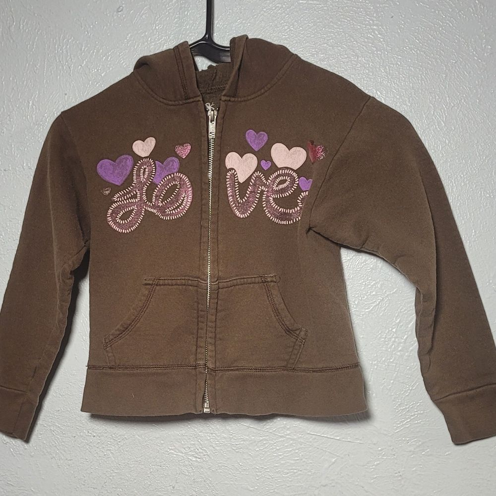 Hanes Size Small Brown Hoodie with Love Design - Y2K Vibes!